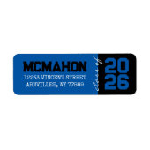 Blauw & Zwart Afstudeer Retouradres Labels (Voorkant)