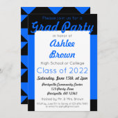 Blauw zwart Afstudeerder Afstuderen Kaart (Voorkant / Achterkant)