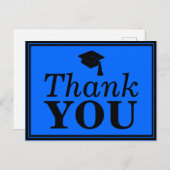 Blauw zwart Afstudeerder Pet Hartelijk dank Briefkaart (Voorkant / Achterkant)