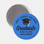 Blauw Zwart Afstuderen Custom Graduation Party Magneet (Voorkant / Achterkant)