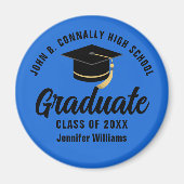 Blauw Zwart Afstuderen Custom Graduation Party Magneet (Voorkant)