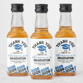 Blauw & Zwart Afstuderen Dank u Mini Likeurfles Etiket (Flessen)