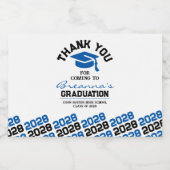 Blauw & Zwart Afstuderen Dank u Mini Likeurfles Etiket (Enkel label)