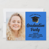 Blauw Zwart Afstuderen Foto 2025 Afstudeerfeest Kaart (Voorkant)