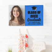 Blauw Zwart Afstuderen Foto Modern Graduation Part Spandoek (Insitu)