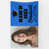 Blauw Zwart Afstuderen Foto Modern Graduation Part Spandoek (Verticaal)
