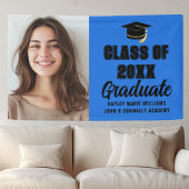 Blauw Zwart Afstuderen Foto Modern Graduation Part Spandoek