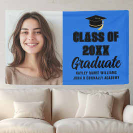 Blauw Zwart Afstuderen Foto Modern Graduation Part Spandoek