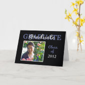 Blauw/zwart Afstuderen gefeliciteerd fotokaart Kaart (Gele Bloem)