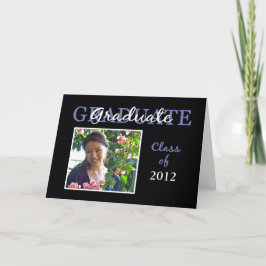 Blauw/zwart Afstuderen gefeliciteerd fotokaart Kaart