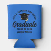 Blauw Zwart Afstuderen gepersonaliseerde afstudeer Blikjeskoeler (Achterkant)