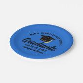 Blauw Zwart Afstuderen gepersonaliseerde afstudeer Papieren Bordje (Gekanteld)