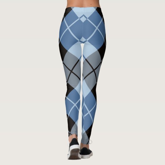 Blauw Zwart Argyle Leggings (Achterkant)