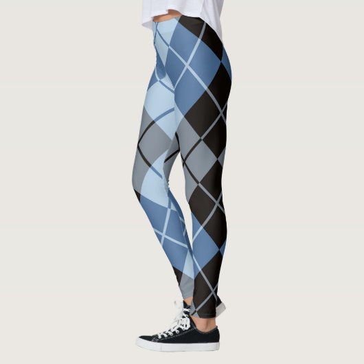 Blauw Zwart Argyle Leggings (Links)