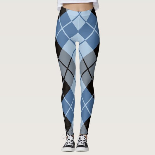 Blauw Zwart Argyle Leggings (Voorkant)