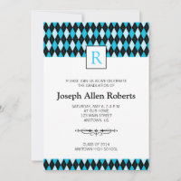 Blauw & Zwart Argyle Patroon Graduation Party
