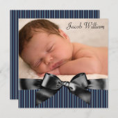 Blauw Zwart Baby Boy Foto Aankondiging Geboorte (Voorkant / Achterkant)
