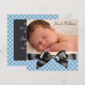 Blauw Zwart Baby Boy Foto Aankondiging Geboorte (Voorkant / Achterkant)
