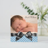 Blauw Zwart Baby Boy Foto Aankondiging Geboorte (Staand voorkant)