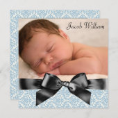 Blauw Zwart Baby Boy Foto Aankondiging Geboorte (Voorkant / Achterkant)