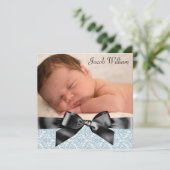 Blauw Zwart Baby Boy Foto Aankondiging Geboorte (Staand voorkant)