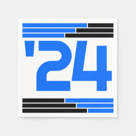 Blauw & Zwart Bars Klasse van '24 Afstudeerder Par Servet