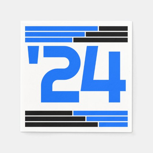 Blauw & Zwart Bars Klasse van '24 Afstudeerder Par Servet (Voorkant)