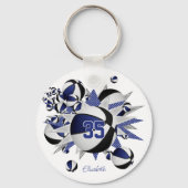 blauw zwart basketbal blowout meisjes jersey numme sleutelhanger (Voorkant)