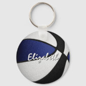 Blauw zwart basketbal cadeaus voor het team sleutelhanger (Voorkant)