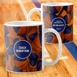 blauw zwart basketbal team kleuren coach naam koffiemok