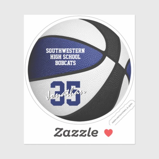 Blauw zwart basketbal team kleuren jongens meisjes sticker (Vel)