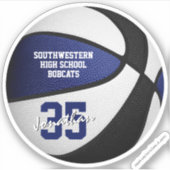 Blauw zwart basketbal team kleuren jongens meisjes sticker (Voorkant)