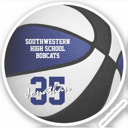 Blauw zwart basketbal team kleuren jongens meisjes sticker (Voorkant)