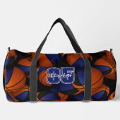 Blauw zwart basketbal team kleuren spelersnaam plunjezak (Voorkant)