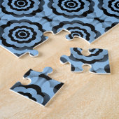 Blauw Zwart Bloem Naadloos Patroon Legpuzzel (Zijkant)