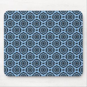 Blauw Zwart Bloem Naadloos Patroon Muismat
