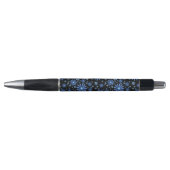 Blauw & Zwart Bloem Power Retro Floral Pen (Voorkant)