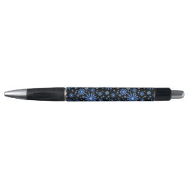 Blauw & Zwart Bloem Power Retro Floral Pen