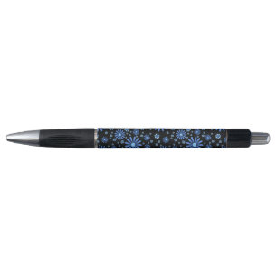 Blauw & Zwart Bloem Power Retro Floral Pen