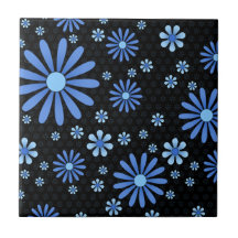 Blauw & Zwart Bloemenpower Retro Bloemmotief