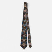 Blauw Zwart Bronzen Diamant Patroon Stropdas (Voorkant)