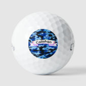 Blauw & Zwart Camo Golfballen - Aangepaste naam (Voorkant)
