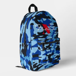Blauw & Zwart Camo Rugzak – Aangepaste naam/Logo