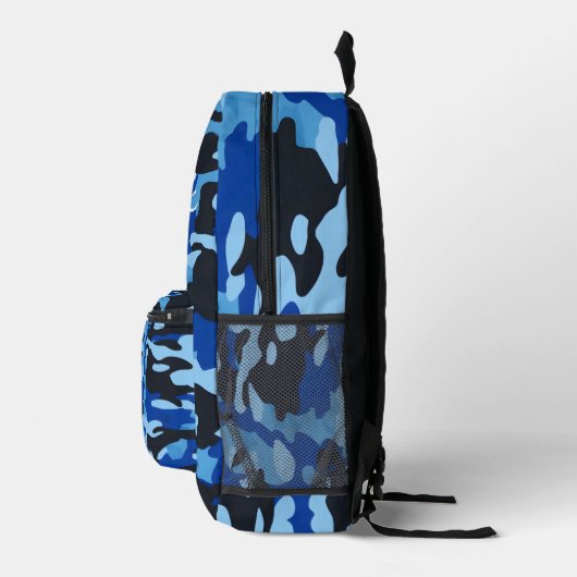 Blauw & Zwart Camo Rugzak – Aangepaste naam/Logo (Rechts)