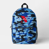Blauw & Zwart Camo Rugzak – Aangepaste naam/Logo (Voorkant)