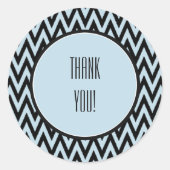 Blauw Zwart Chevron Ronde Sticker (Voorkant)