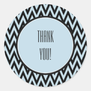 Blauw Zwart Chevron Ronde Sticker