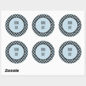 Blauw Zwart Chevron Ronde Sticker (Vel)