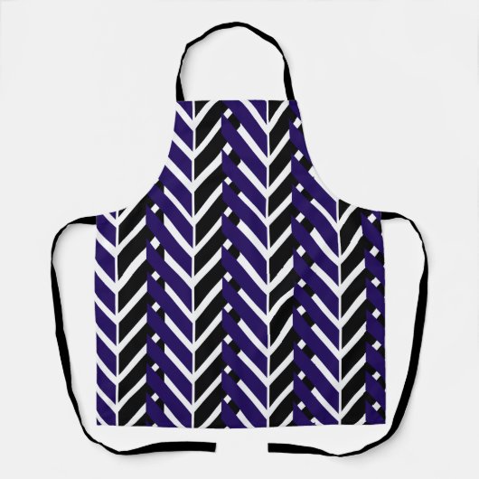 Blauw Zwart Chevron Zigzag Schort (Voorkant)