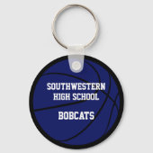 Blauw Zwart Custom Jersey Nummer Basketbal Sleutelhanger (Achterkant)